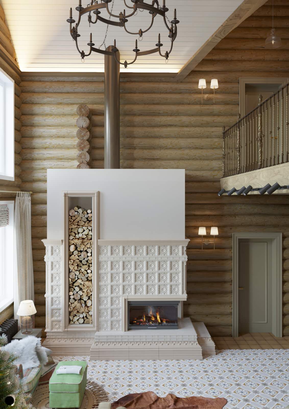 Дом  в Подмосковье.Гостиная