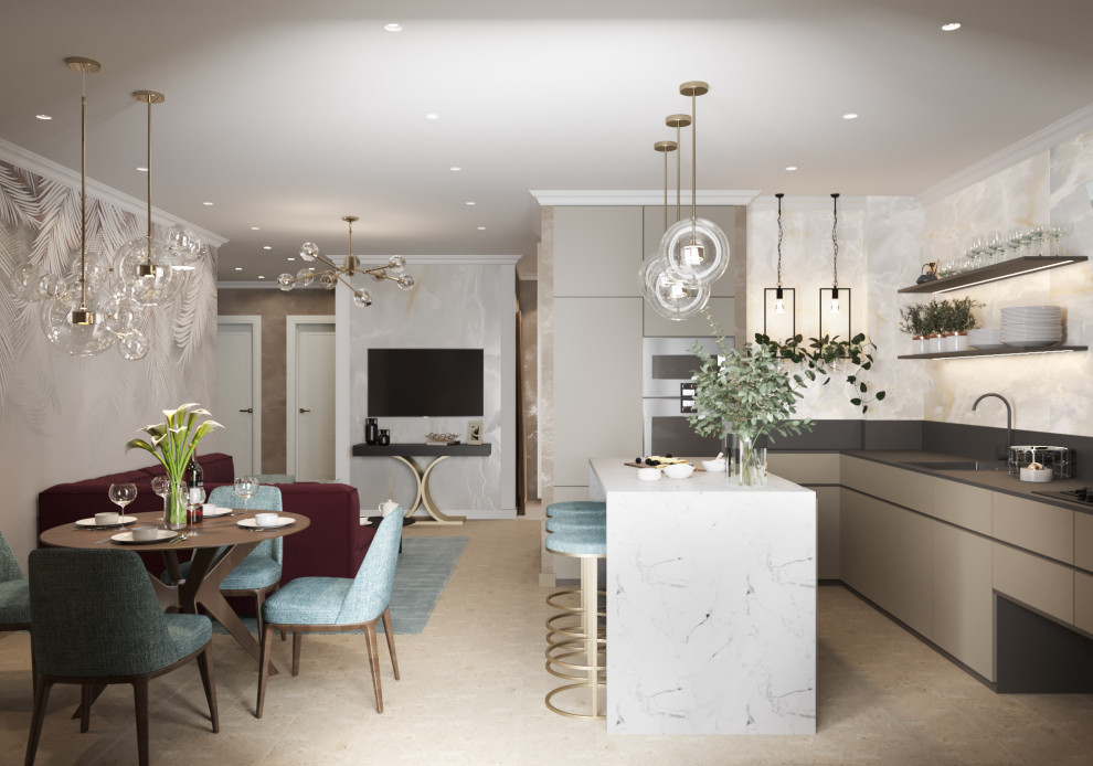 4-к квартира 105 м² в бардовых цветах