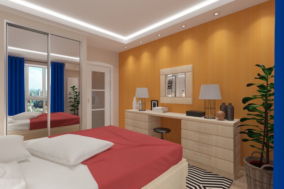 Спальня с яркими акцентами