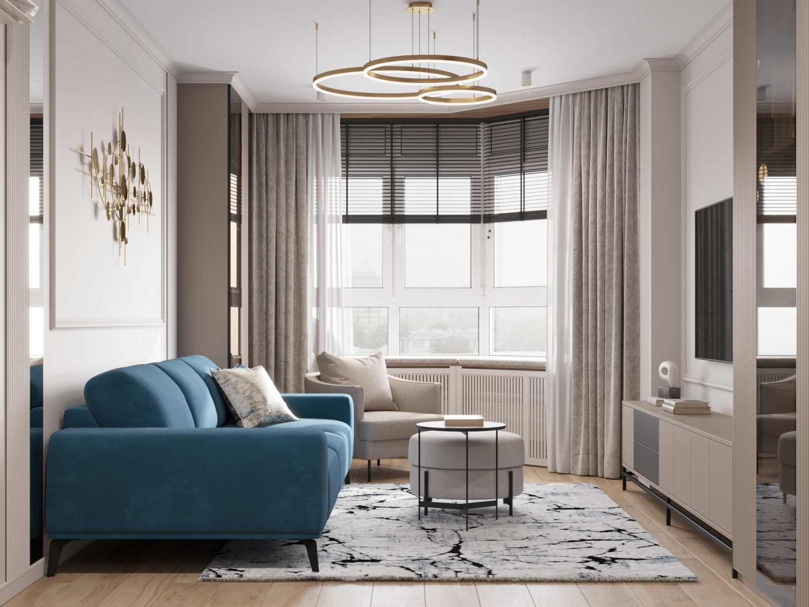 3-комнатная квартира для семьи в стиле современной классики