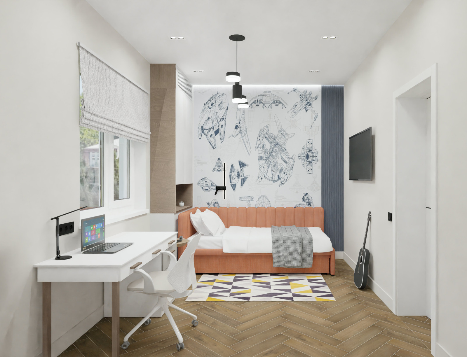 Загородный одноэтажный дом в современном стиле