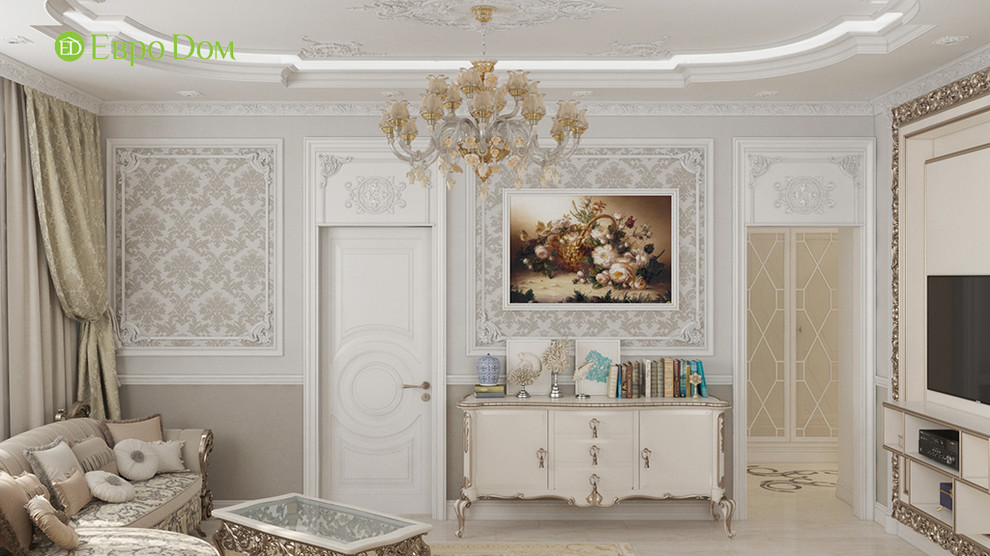 Дизайн трехкомнатной квартиры 120 кв. м в классическом стиле. Фото проекта