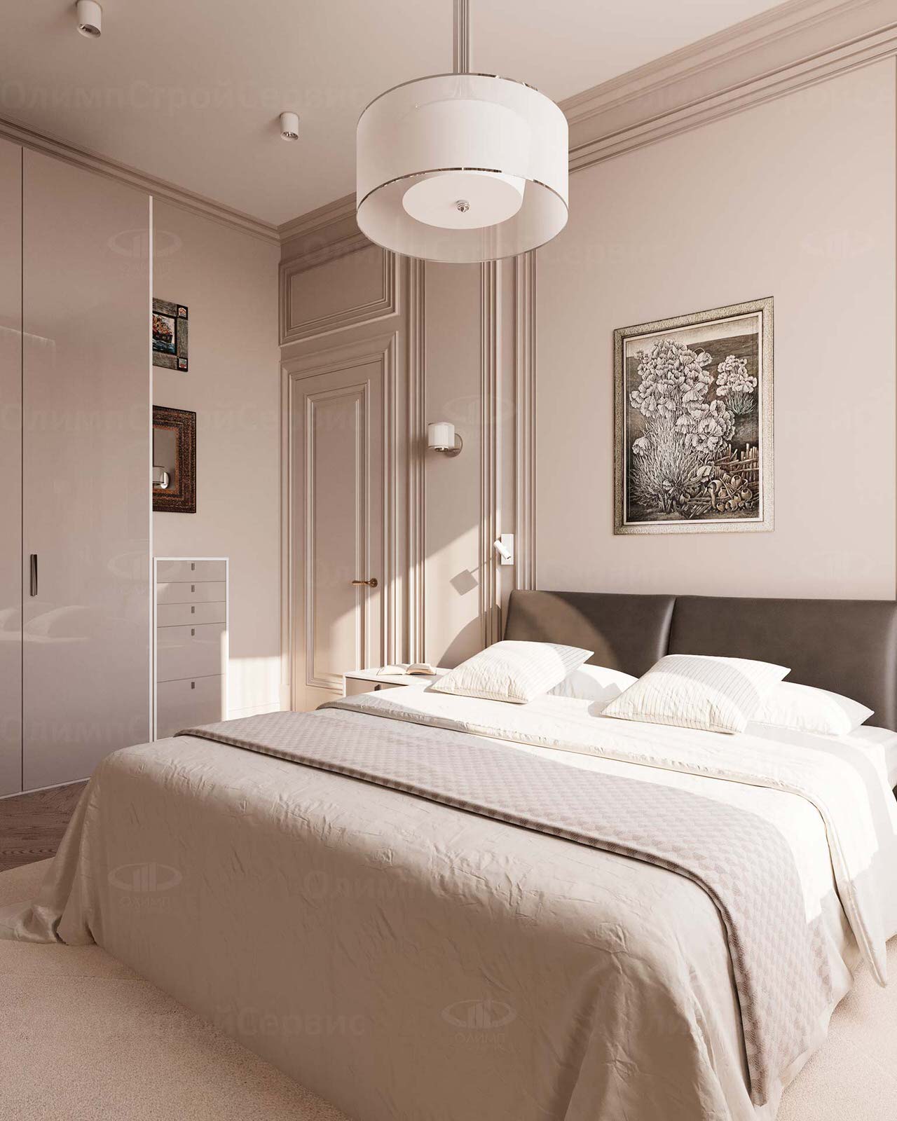 ЖК Врубеля, 4: дизайн интерьера евродвушки 60 кв.м. в стиле «Неоклассика»