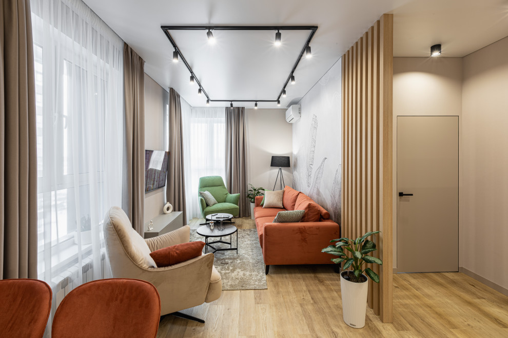 Двухкомнатная квартира в современном стиле с яркими акцентами