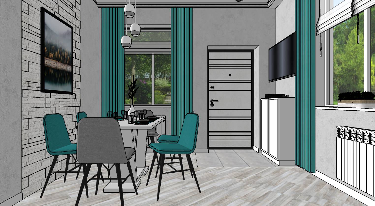 Кухня-столовая вид Б