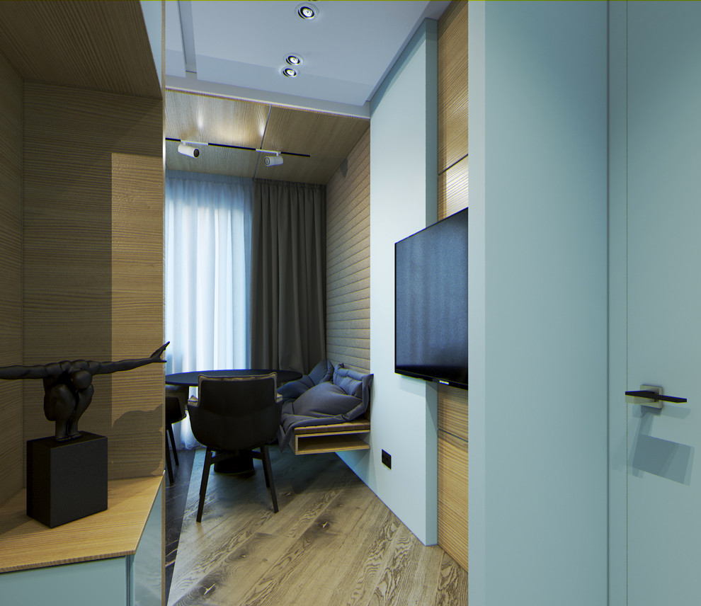 Обложка проекта: Современное, студийное пространства кухни, в трех комнатной квартире.