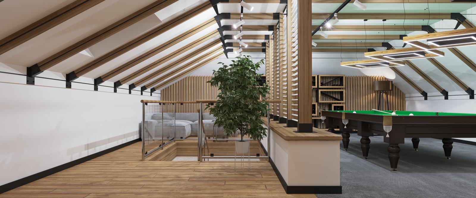 Интерьер бильярдной комнаты в жилом доме. Пос. Казанская Усадьба. Казань