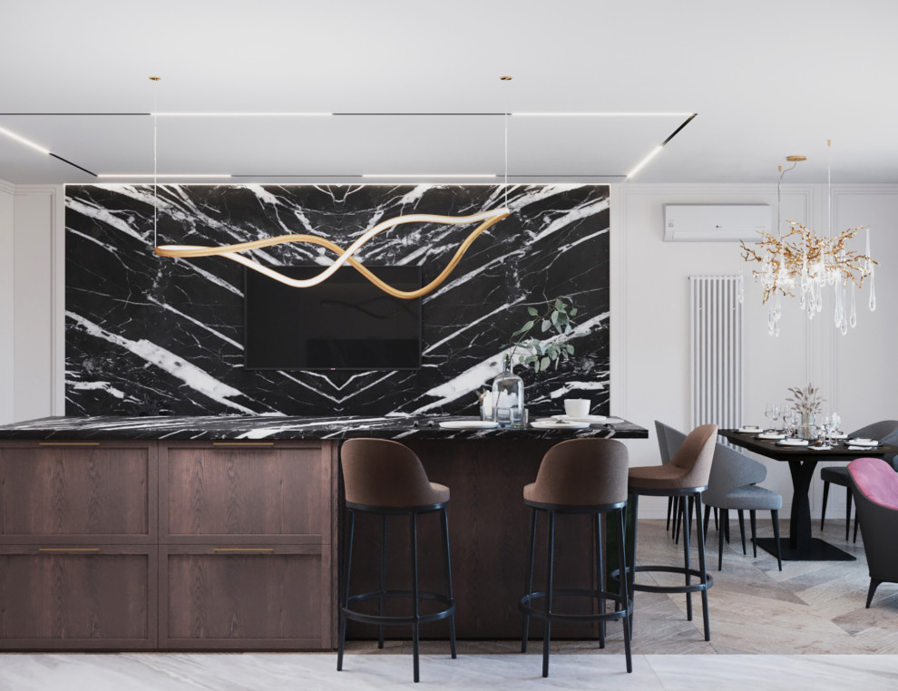 Кухня-гостиная+санузел в стиле Неоклассика