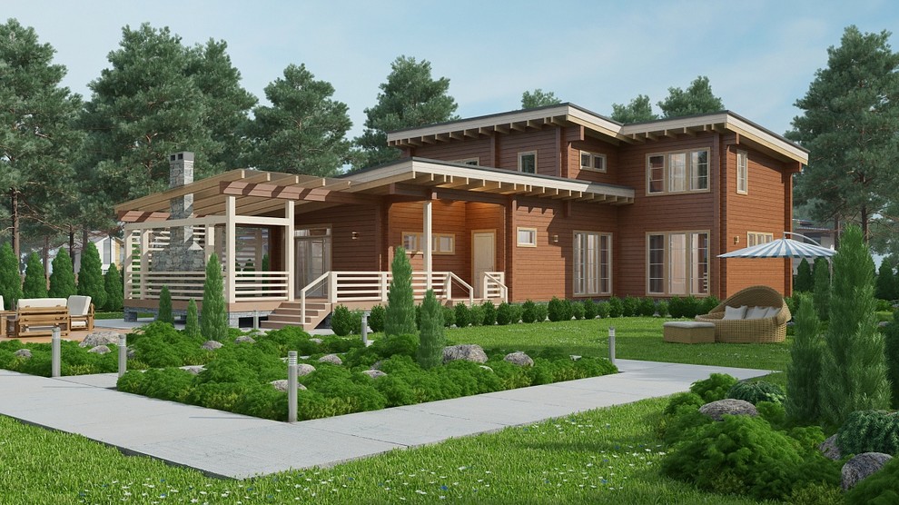 Коттедж из клееного бруса "Хайтек"