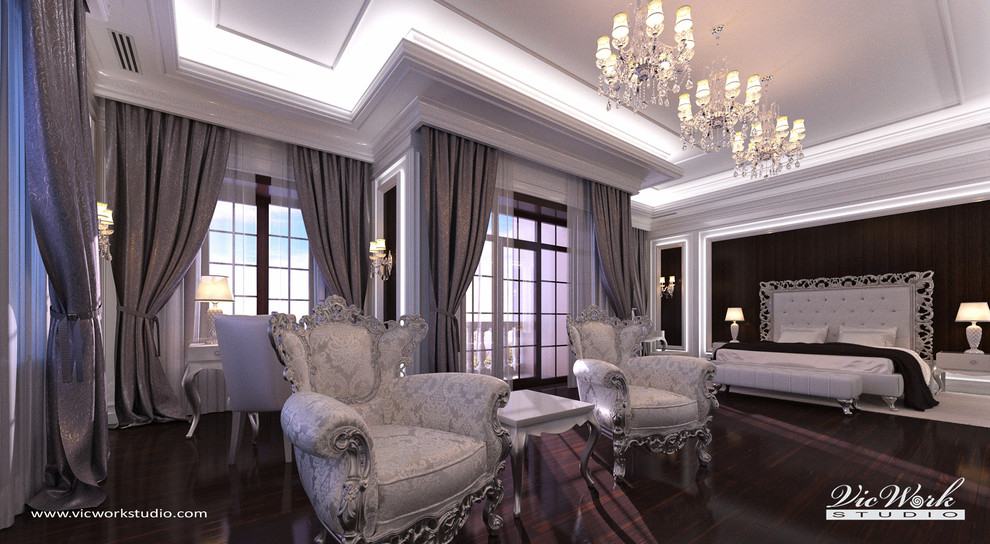 Luxury neoclassical bedroom interior. Bedroom in the H Residence