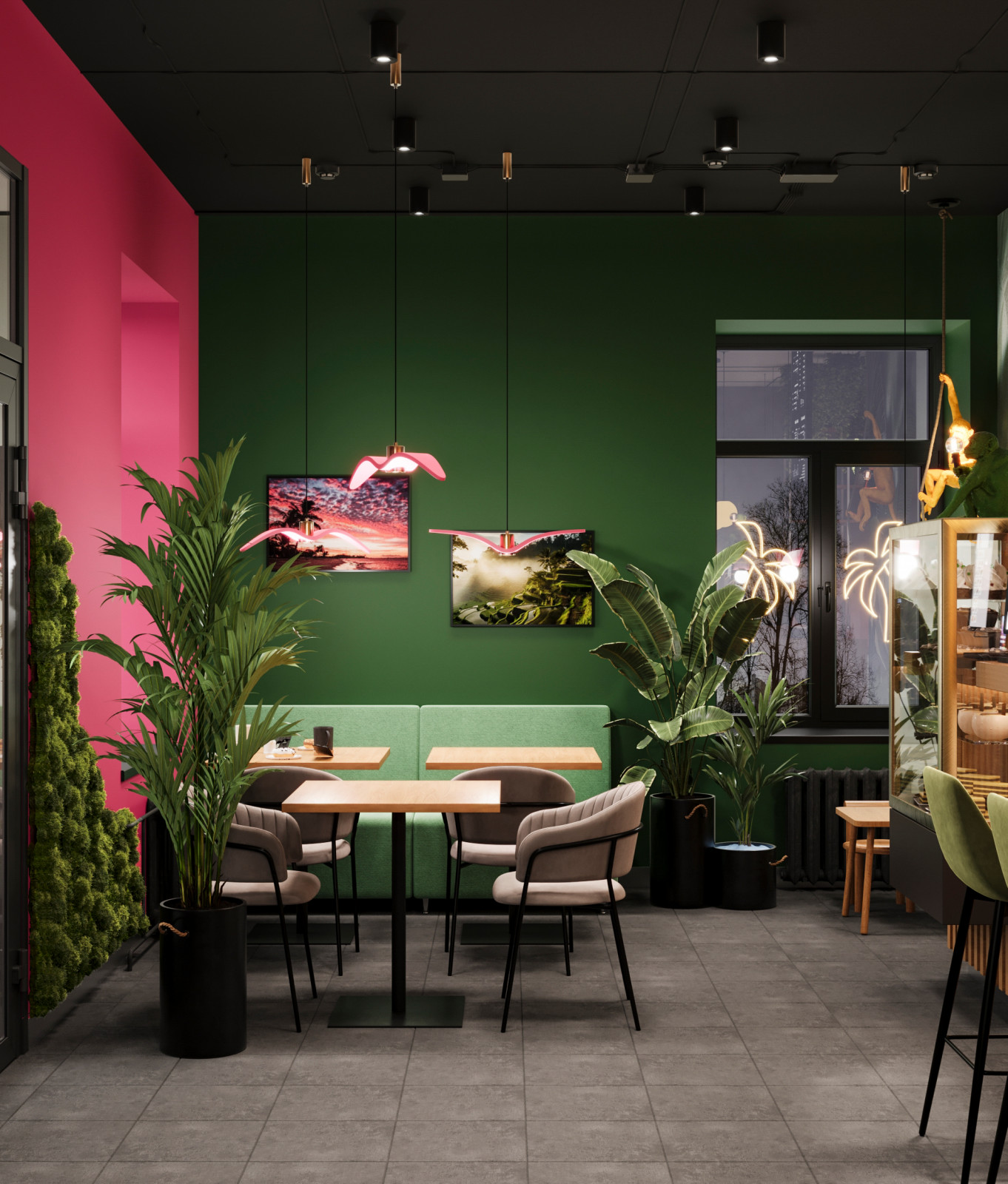 Кофейня в тропическом стиле. Проект