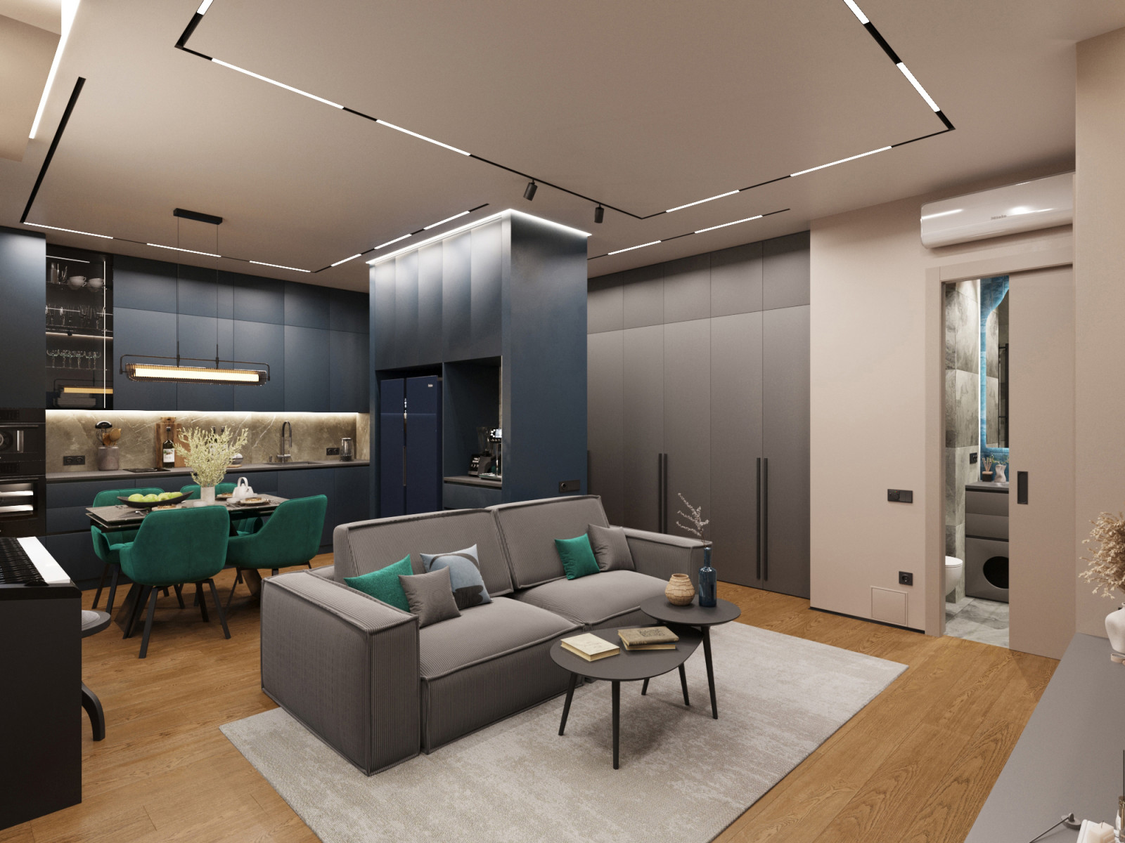 Дизайн-проект квартиры в темно серых тонах