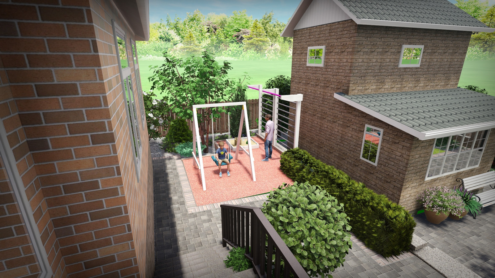 Ландшафтный проект с террасированием участка