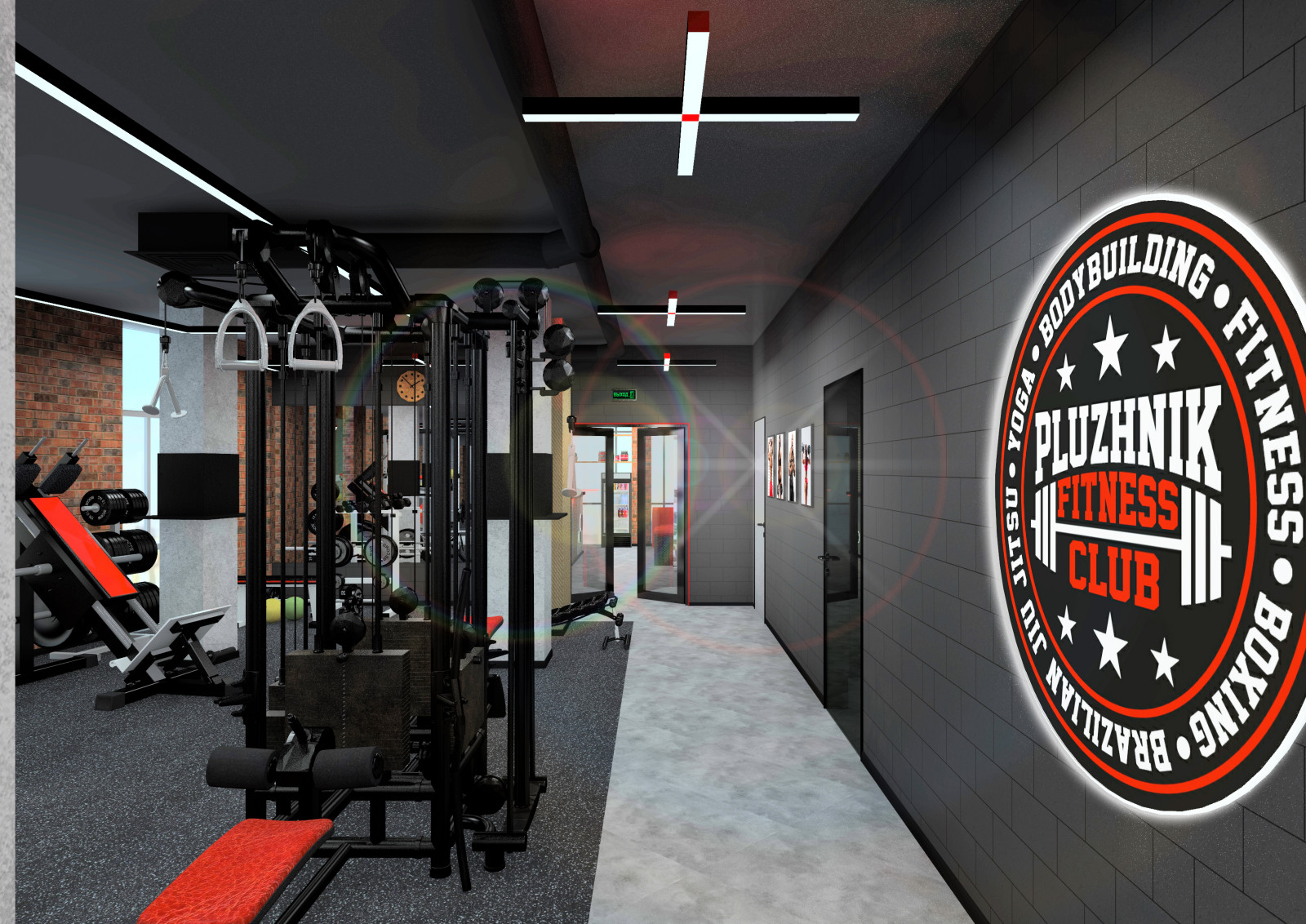 эскиз фитнес клуба для сети PLUZHNIK FITNESS CLUB