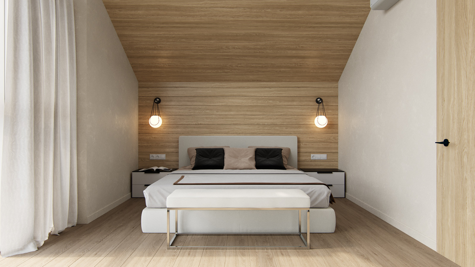 Барнхауз с мансардными окнами в серых оттенках