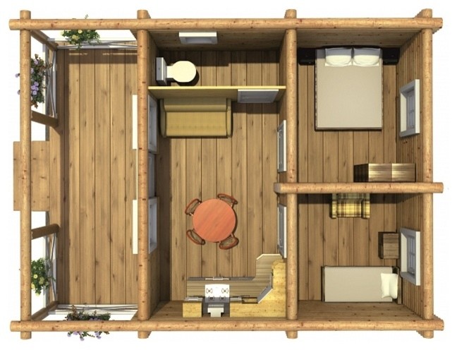 Дачный дом из бревна "Дачный-1" 40м2