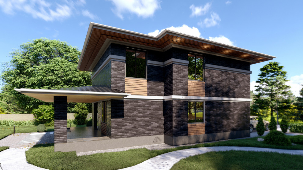 Двухэтажный дом в стиле Райт