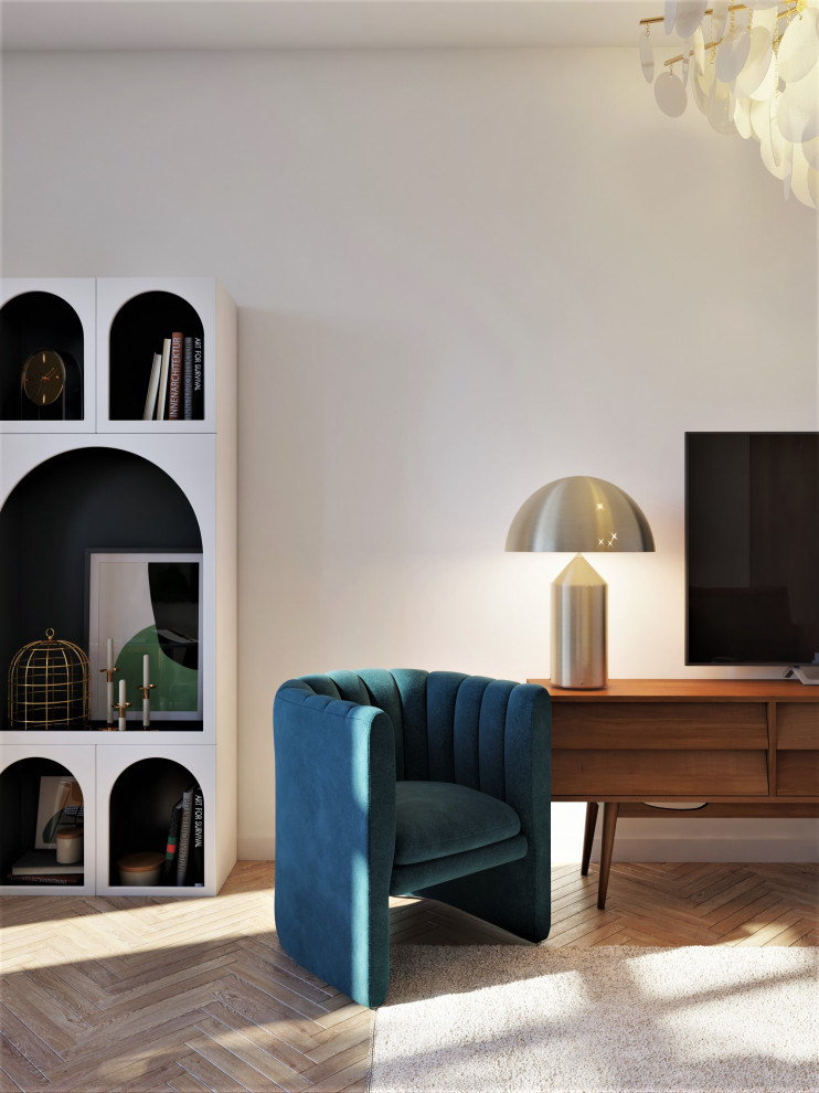 Design d'intérieur pour l'appartement d'un jeune couple dans un immeuble à étage