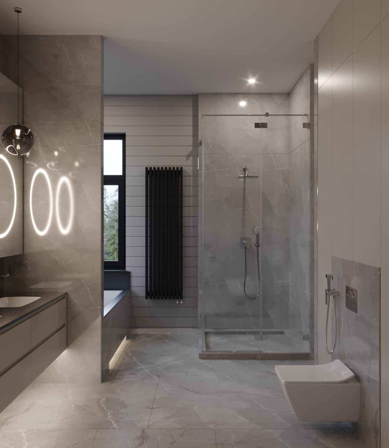 Главная ванная комната в проекте загородного дома