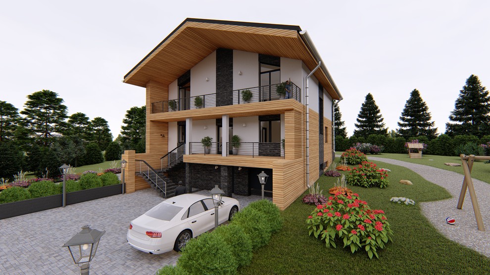 Двухэтажный дом на склоне