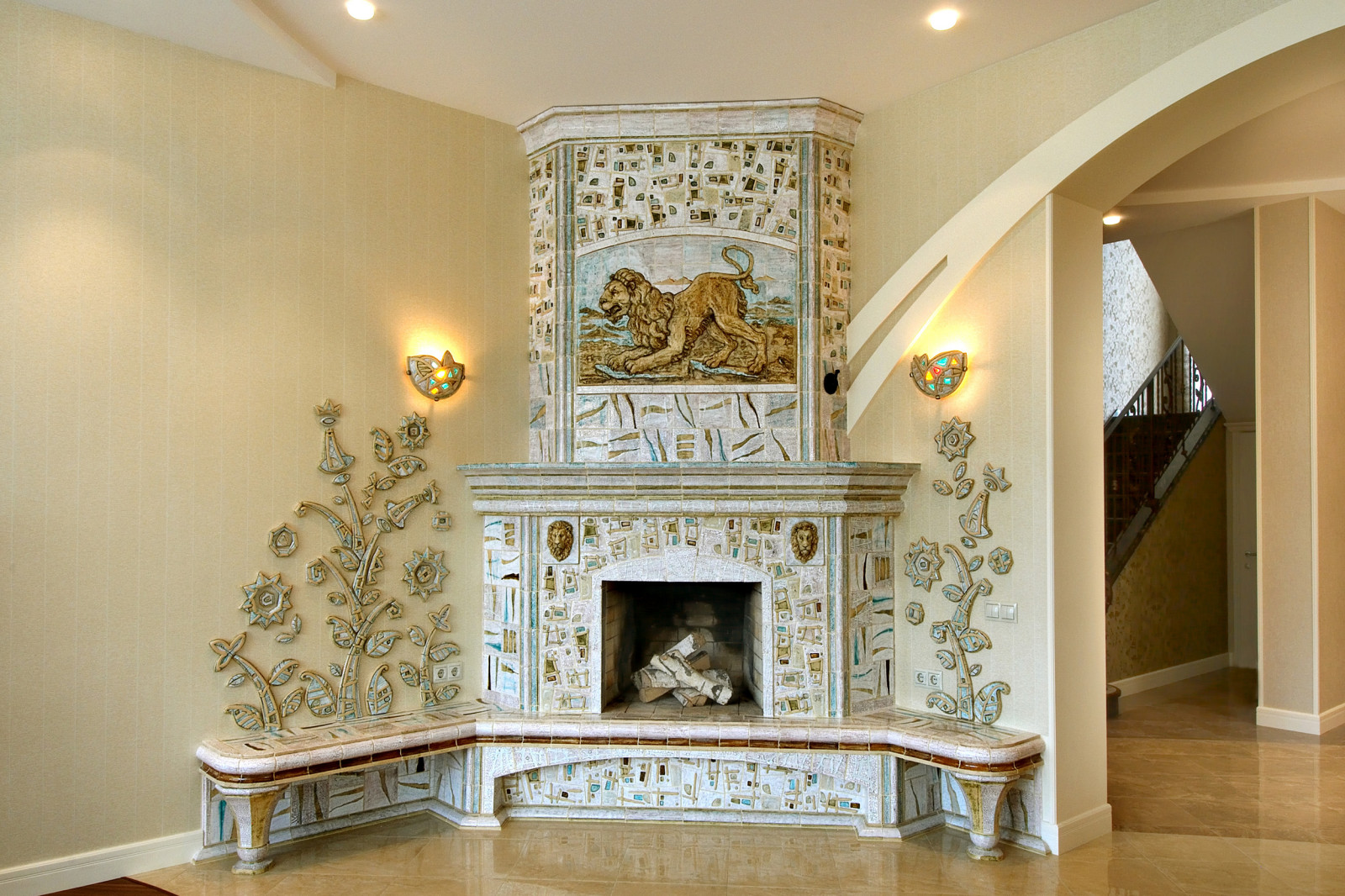 Обложка проекта: Камин "Лев зимой".