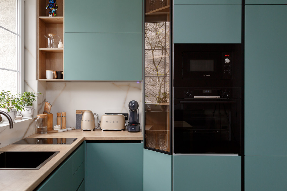 Кухня современная цвета Благородный нефрит