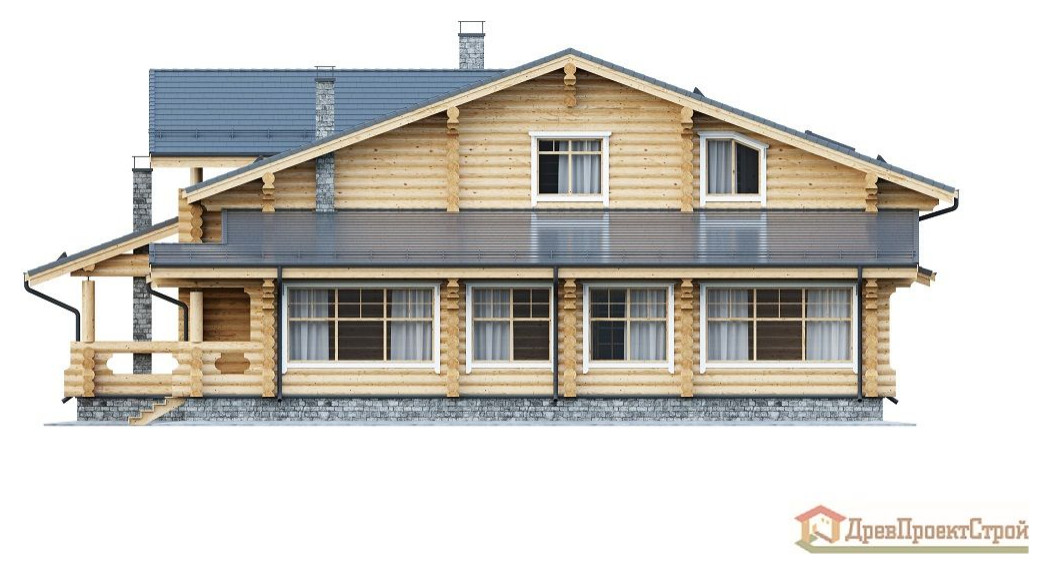 Дом из оцилиндрованных бревен 480,69м². Размеры 17400 х 22900. Проект № 308