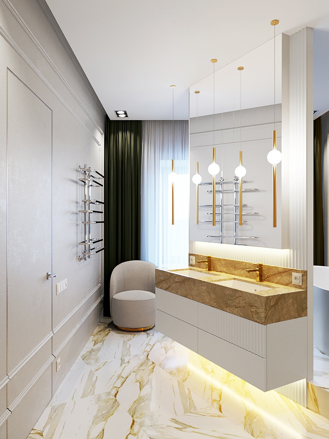 Ванная комната с круглой душевой