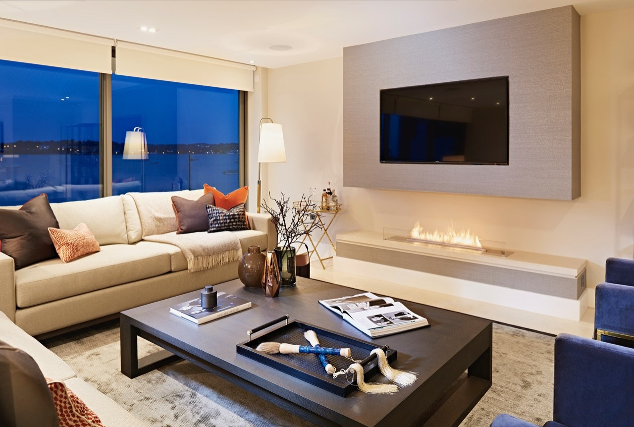 Гостиная с автоматическим биокамином Decoflame - Denver Automatic Fire