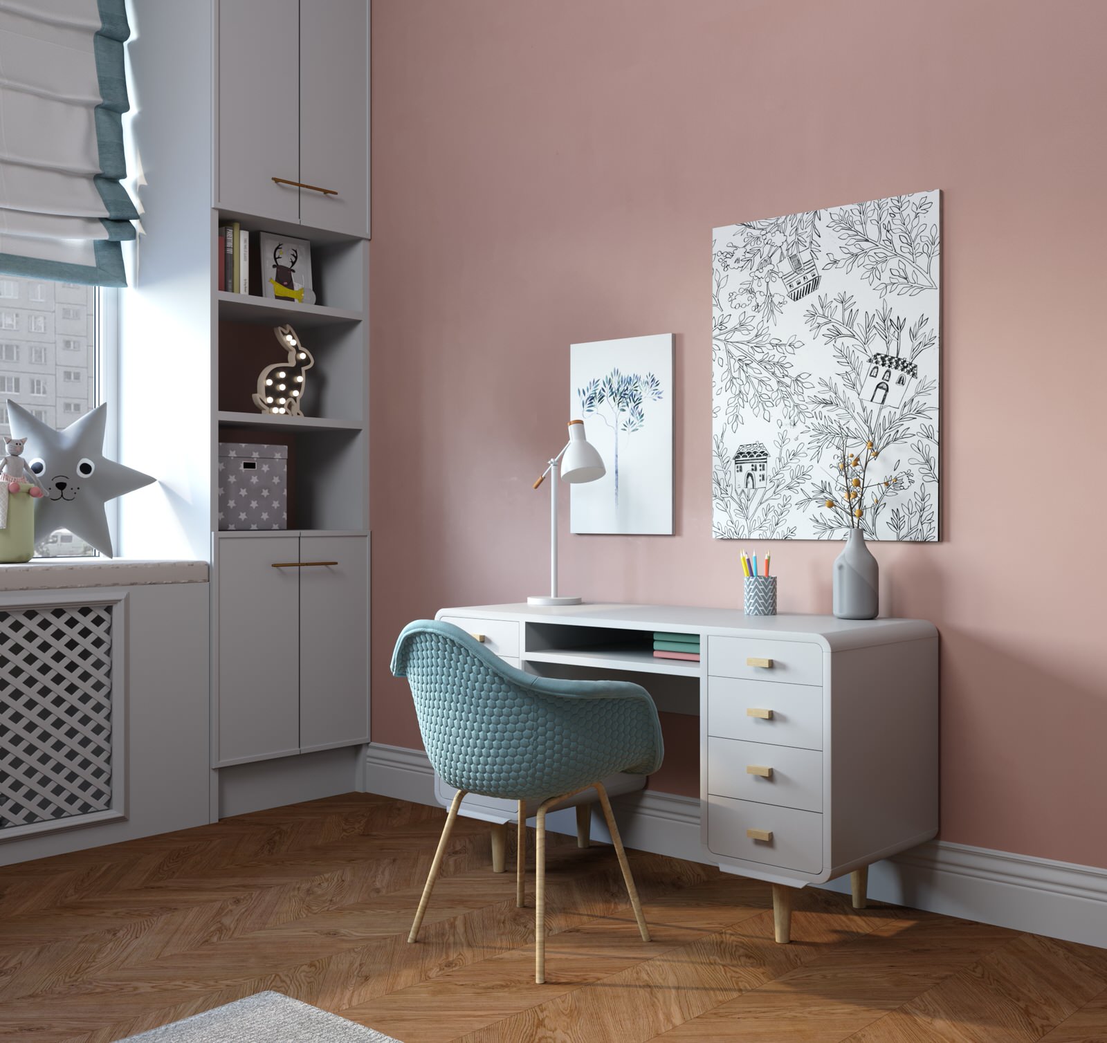 Жемчужина Рози. Проект квартиры в Москве для мамы и дочки.