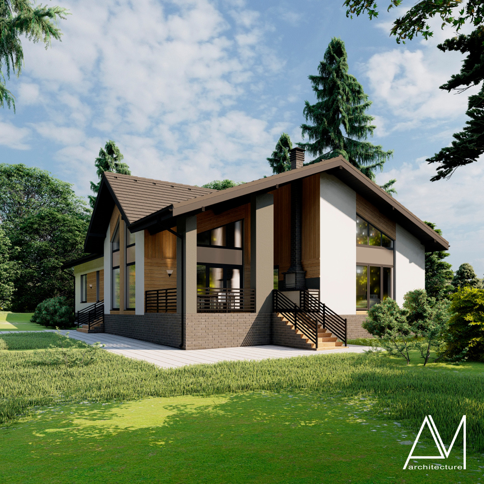 Одноэтажный дом с сауной