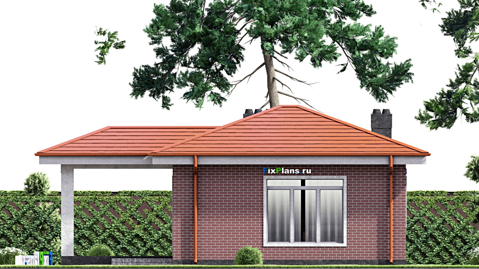 Проект одноэтажного дома 11х10м S44м2 F-15092