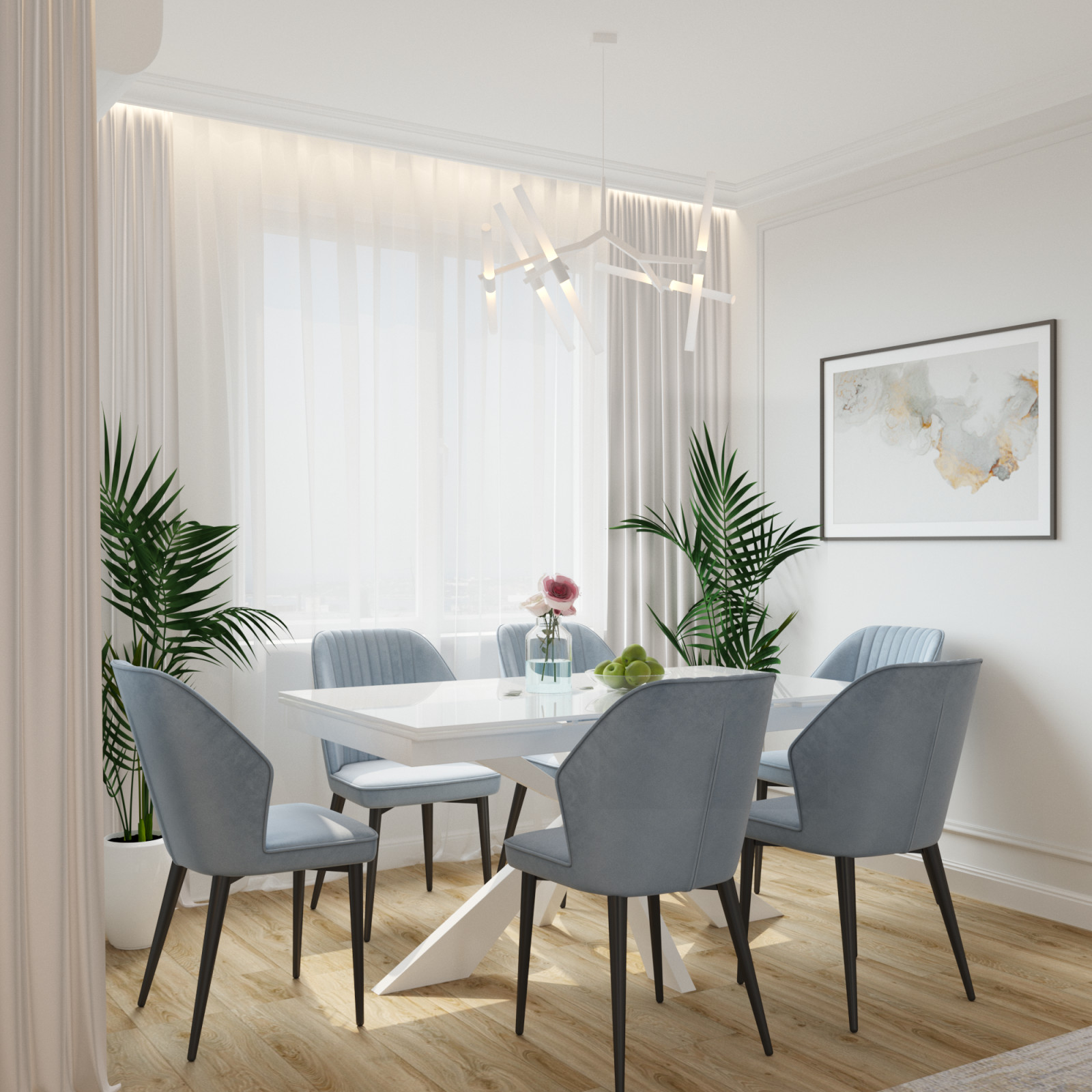 Квартира на Взлетной - гостиная-кухня