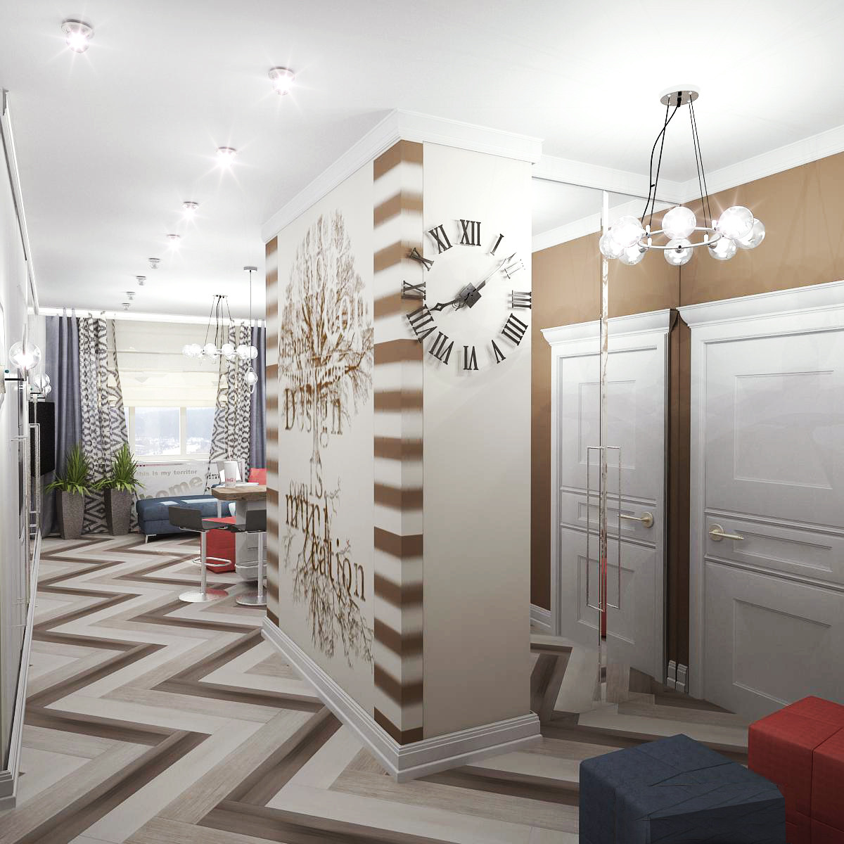 Яркий проект. Квартира 70 м.кв. фьюжн.