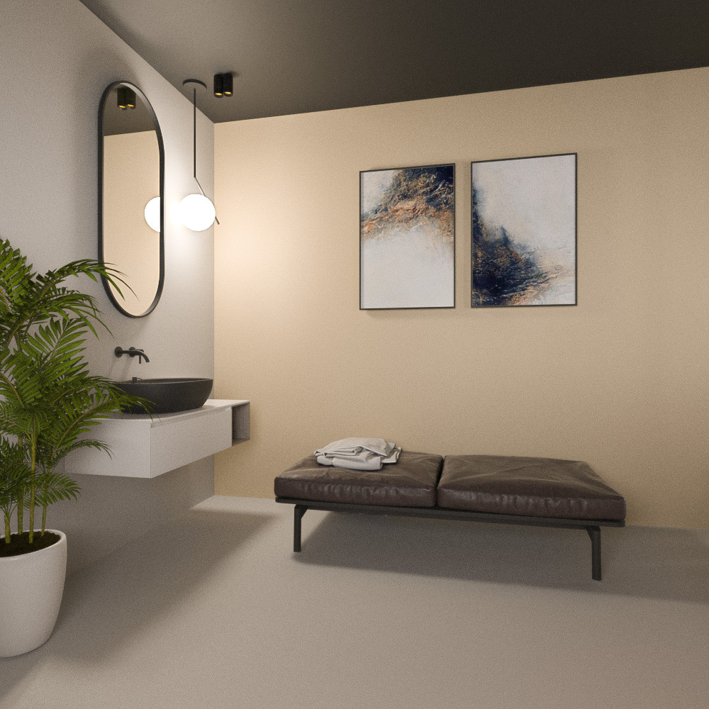 Спальня соединенная с ванной комнатой в частном доме