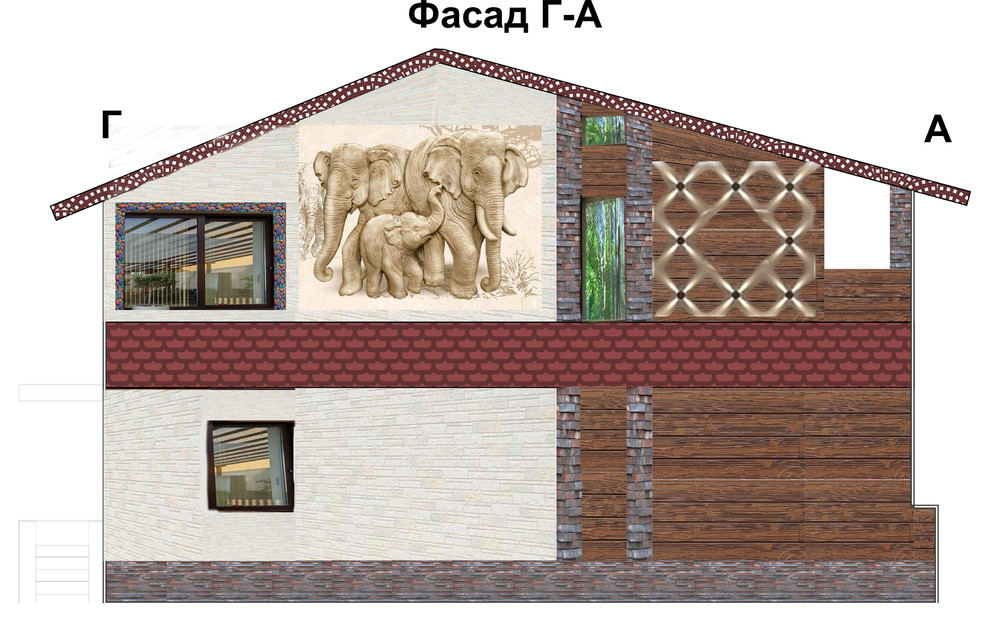 дизан-проект фасада дома в стиле Гауди