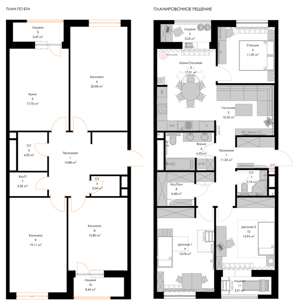 Обложка проекта: Планировочное решение квартира 100 кв.м.