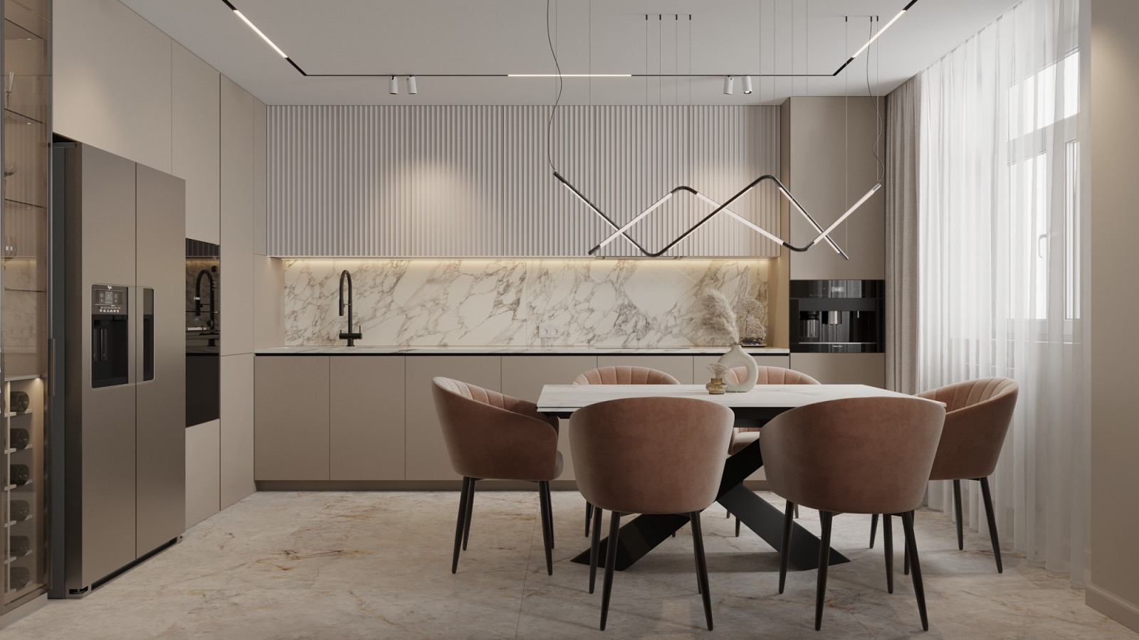 Сокол, 100кв.м. нежный интерьер в бежевых тонах