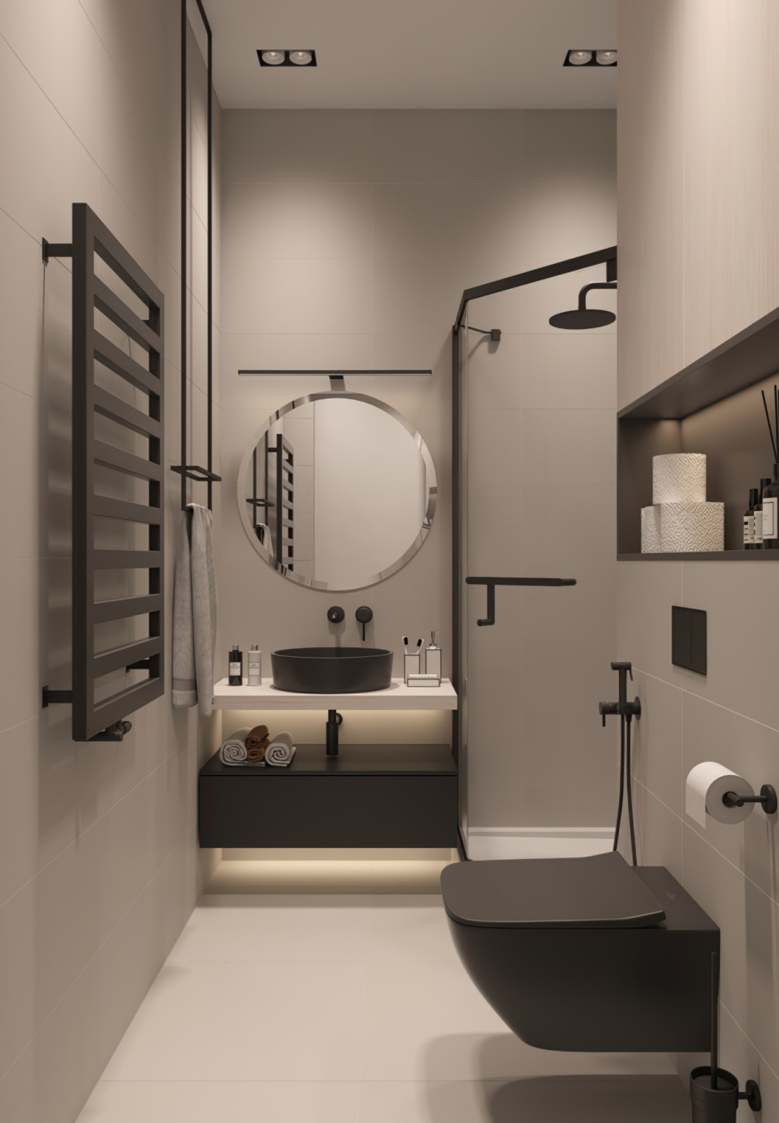 Санузел с душевой при гардеробной