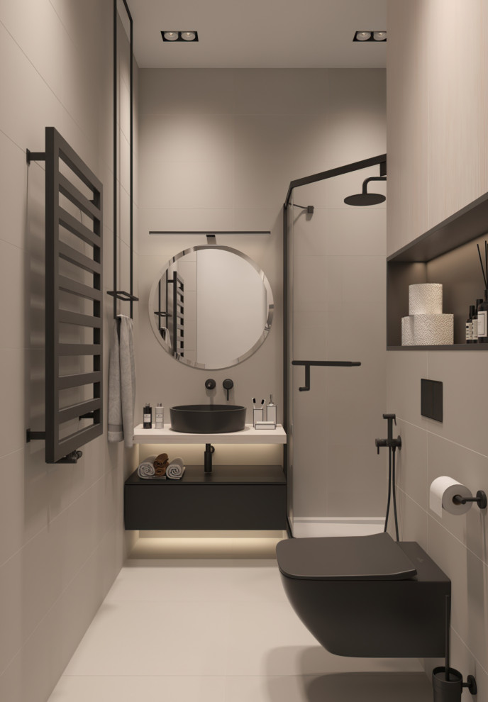 Санузел с душевой при гардеробной