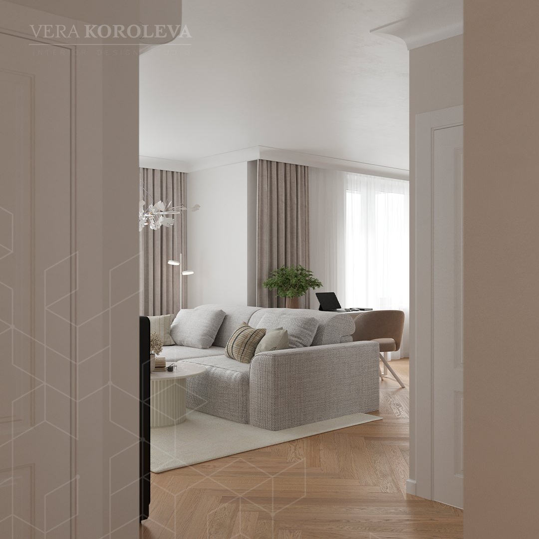 Гостиная в современном стиле с угловым диваном