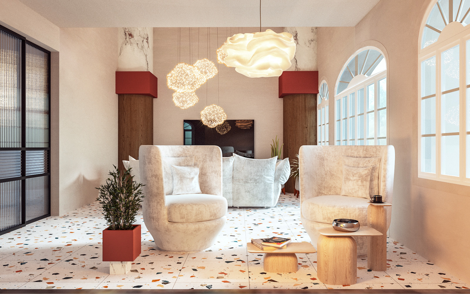 Гостиная в загородном доме класса люкс