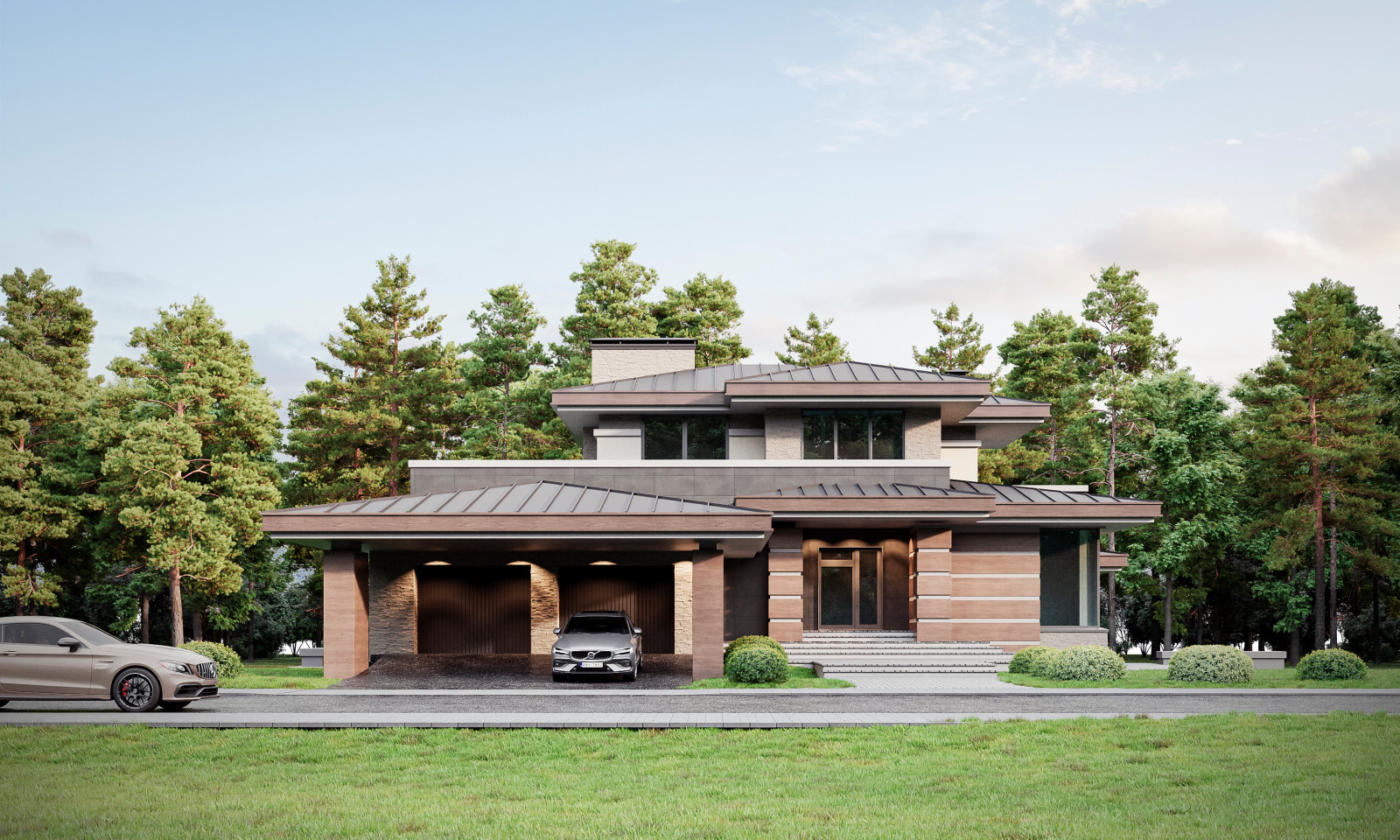 Современный дом на рельефе