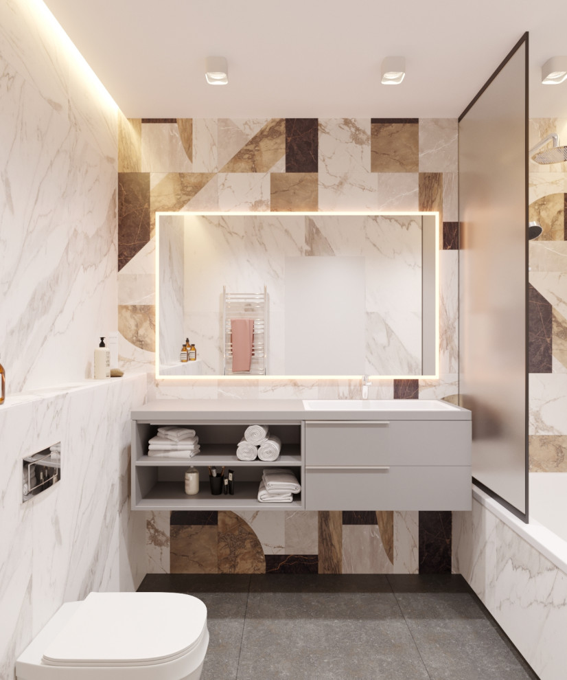 Квартира в минималистическом стиле 80 м^2 «ЖК Лазурные небеса» г.Казань