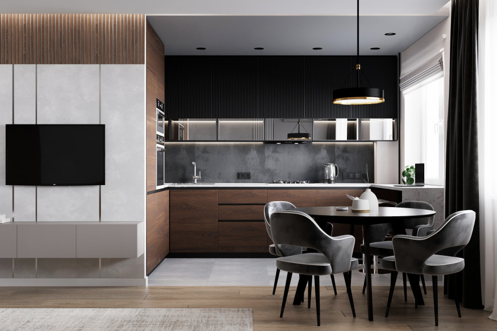 Обложка проекта: Гостиная-кухня в современном стиле