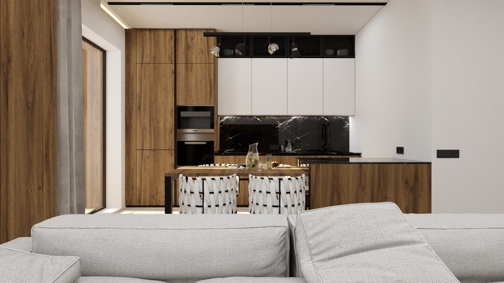 Дизайн концепция кухни-гостиной