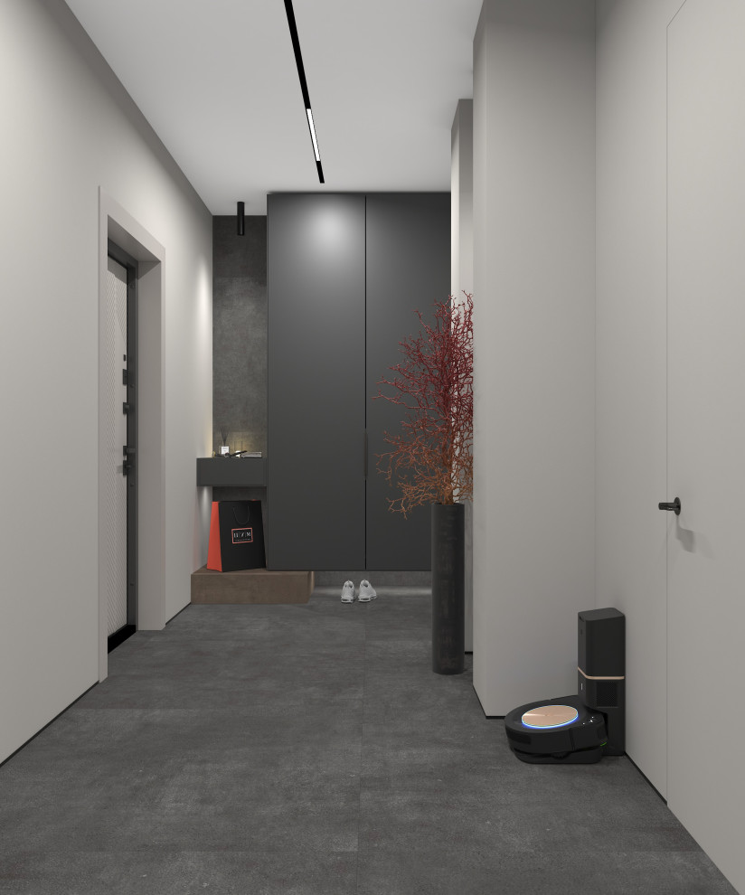 Квартира для современной семейгой пары. Холл и кухня-гостиная.