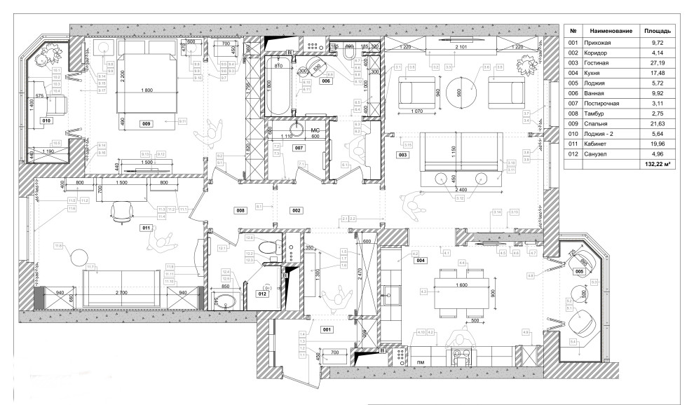 Обложка проекта: ЖК Донской олимп. Трехкомнатная квартира. 129 м.кв.