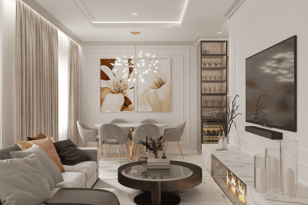 Просторная квартира в нежных оттенках со стильными элементами декора