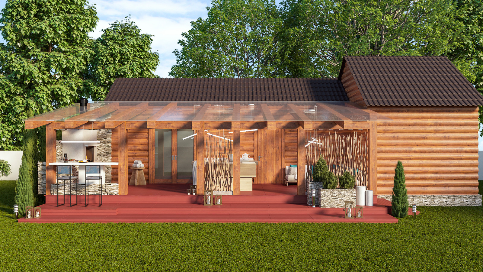 Обложка проекта: Терраса для барбекю при бане